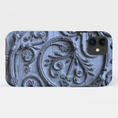 Rustikales Holz-Scroll-Muster auf blauem Hintergru Case-Mate iPhone Hülle (Rückseite (Horizontal))
