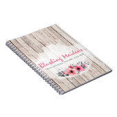 Rustikales Holz Shabby Chic Rosa Rosen Anemone Blu Notizblock (Rechte Seite)