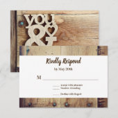 Rustikales Holz Sie und ich Hochzeit RSVP Karte (Vorne/Hinten)
