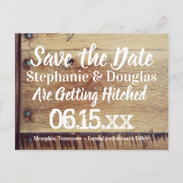 Rustikales Holz Sie und ich Save the Date Postkart Ankündigungspostkarte