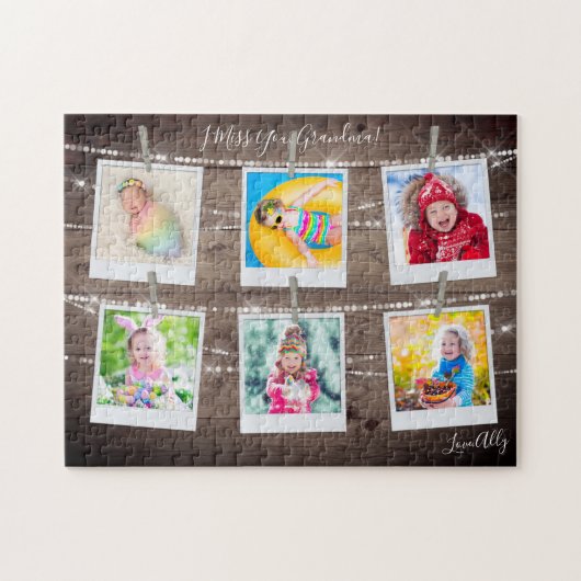 Rustikales Holz-Six-Bild Personalisiert Puzzle (Horizontal)