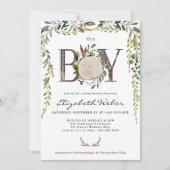 Rustikales Holz Slice Greenery Kinderdusche Einlad (Vorderseite)