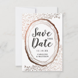Rustikales Holz Slice Kupfer Foil Herbst Hochzeit  Save The Date