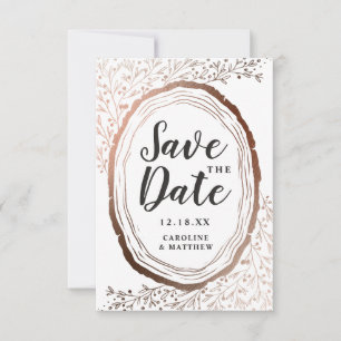 Rustikales Holz Slice Kupfer Foil Herbst Hochzeit Save The Date
