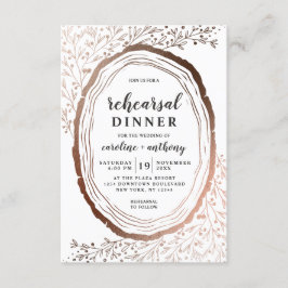 Rustikales Holz Slice Kupfer Foil Probe Abendessen Einladung