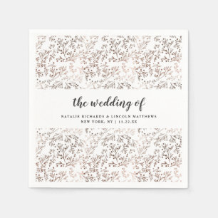 Rustikales Holz Slice Kupfer-Folie Hochzeitsmonogr Serviette