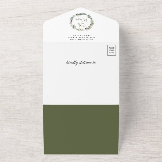 Rustikales Holz-Slice Mountain Wald Hirschdusche All In One Einladung (Außenbereich)