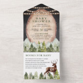 Rustikales Holz-Slice Mountain Wald Hirschdusche All In One Einladung (Innen Boden)