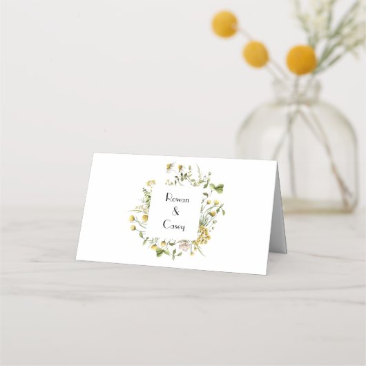 Rustikales Holz Sommer Wildblume Blüte Wiese Platzkarte (Rückseite)