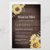 Rustikales Holz Sonnenblume Brautdusche Einladung (Vorne/Hinten)