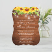 Rustikales Holz Sonnenblumen Blumenmason Jar Light Einladung (Stehend Vorderseite)
