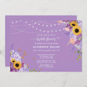 Rustikales Holz Sonnenblumen Blumenreath Brautpart Einladung (Vorne/Hinten)