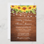 Rustikales Holz Sonnenblumen Blumenstrauß Foto Einladung (Vorderseite)