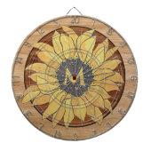 Rustikales Holz Sonnenblumen Braungelb Dartscheibe (vorne)