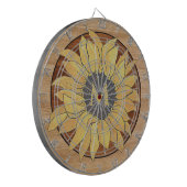 Rustikales Holz Sonnenblumen Braungelb Dartscheibe (Vorderseite Links)