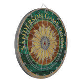 Rustikales Holz Sonnenblumen Braungrün Dartscheibe (Vorderseite Links)