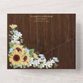 Rustikales Holz Sonnenblumen Dusty Blue Floral No  All In One Einladung (Rückseite)