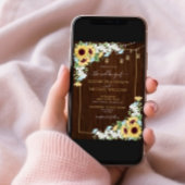 Rustikales Holz Sonnenblumen Dusty Blue Floral Wed Einladung