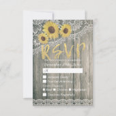 Rustikales Holz Sonnenblumen Elegantes Spitzen Hoc RSVP Karte (Vorderseite)
