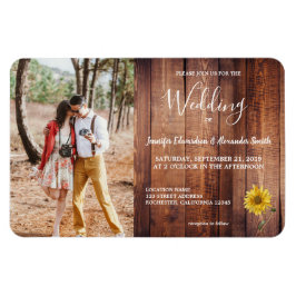 Rustikales Holz Sonnenblumen Foto Hochzeit Einladu Magnet