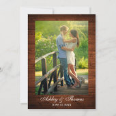 Rustikales Holz Sonnenblumen Foto Hochzeit Einladung (Rückseite)