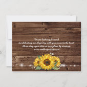 Rustikales Holz Sonnenblumen Foto Hochzeit speiche Save The Date (Rückseite)