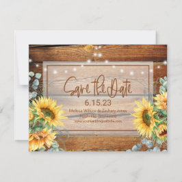 Rustikales Holz Sonnenblumen Foto Save the Date