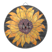 Rustikales Holz Sonnenblumen Grau und Gelb Dartscheibe (vorne)