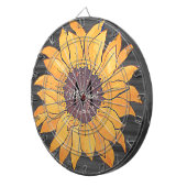 Rustikales Holz Sonnenblumen Grau und Gelb Dartscheibe (Vorderseite rechts)