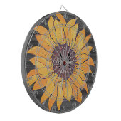 Rustikales Holz Sonnenblumen Grau und Gelb Dartscheibe (Vorderseite Links)