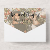 Rustikales Holz Sonnenblumen Kalligrafie Foto Hoch All In One Einladung (Rückseite)