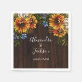 Rustikales Holz Sonnenblumen Land Hochzeit Napkin Serviette (Vorderseite)