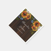 Rustikales Holz Sonnenblumen Land Hochzeit Napkin Serviette (Ecke)
