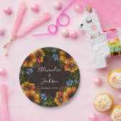 Rustikales Holz Sonnenblumen Land Hochzeitsplatz Pappteller (Party)