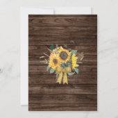 Rustikales Holz Sonnenblumen Land Stall Brautparty Einladung (Rückseite)