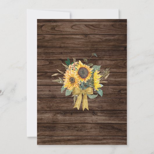 Rustikales Holz Sonnenblumen Land Stall Brautparty Einladung (Rückseite)