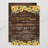 Rustikales Holz Sonnenblumen Land Stall Brautparty Einladung (Vorne/Hinten)