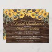 Rustikales Holz Sonnenblumen Land Stall Bridal Lun Einladung (Vorne/Hinten)