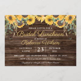 Rustikales Holz Sonnenblumen Land Stall Bridal Lun Einladung