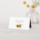 Rustikales Holz Sonnenblumen Lichter Lace Mason Ja Platzkarte (Rückseite)