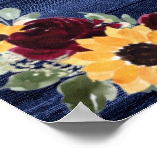 Rustikales Holz Sonnenblumen Marine String Lights  Poster (Ecke)