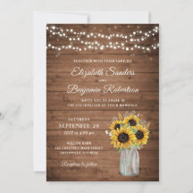 Rustikales Holz Sonnenblumen Mason Jar Wedding