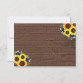 Rustikales Holz Sonnenblumen Navy Blue Rose Hochze RSVP Karte (Rückseite)