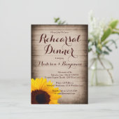 Rustikales Holz Sonnenblumen Probe Abendessen Einl Einladung (Stehend Vorderseite)