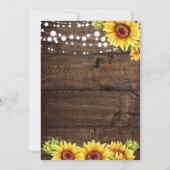 Rustikales Holz-Sonnenblumen-Probedinner Einladung (Rückseite)