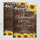 Rustikales Holz-Sonnenblumen-Probedinner Einladung (Vorne/Hinten)