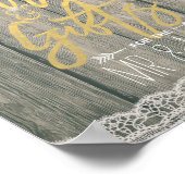 Rustikales Holz Sonnenblumen Spitzen-Kartenzeichen Poster (Ecke)