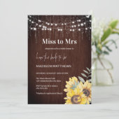 Rustikales Holz Sonnenblumen Streichelleuchten Bra Einladung (Stehend Vorderseite)