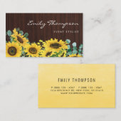 Rustikales Holz Sonnenblumen und Eukalyptus Floral Visitenkarte (Vorne/Hinten)