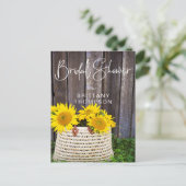 Rustikales Holz Sonnenblumenkorb Brautparty Einladungspostkarte (Stehend Vorderseite)